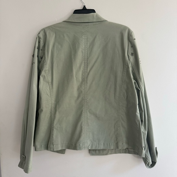 NEW! Chico’s Beaded Utility Jacket LS Jacket Vintage Sage NWT - Picture 2 of 10
